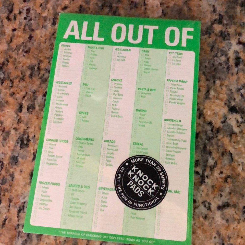 Knock Knock “All out of” notepad with magnet, NWT!